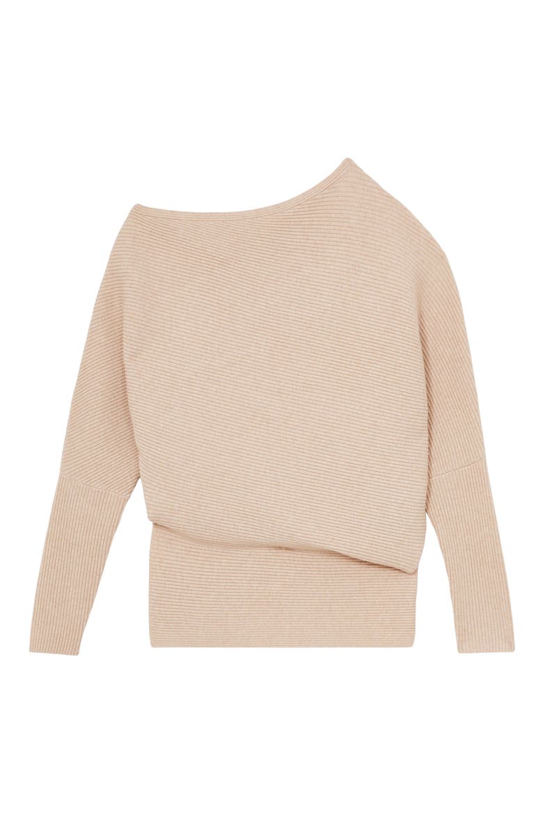 Lorna One-Shoulder Wool Blend Sweater, Alternate, color, OATMEAL NEUTRAL