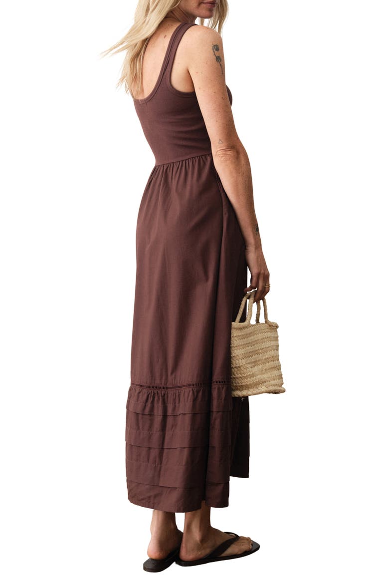 Lexi Rib & Poplin Sleeveless Midi Dress, Alternate, color, CHOCOLATE