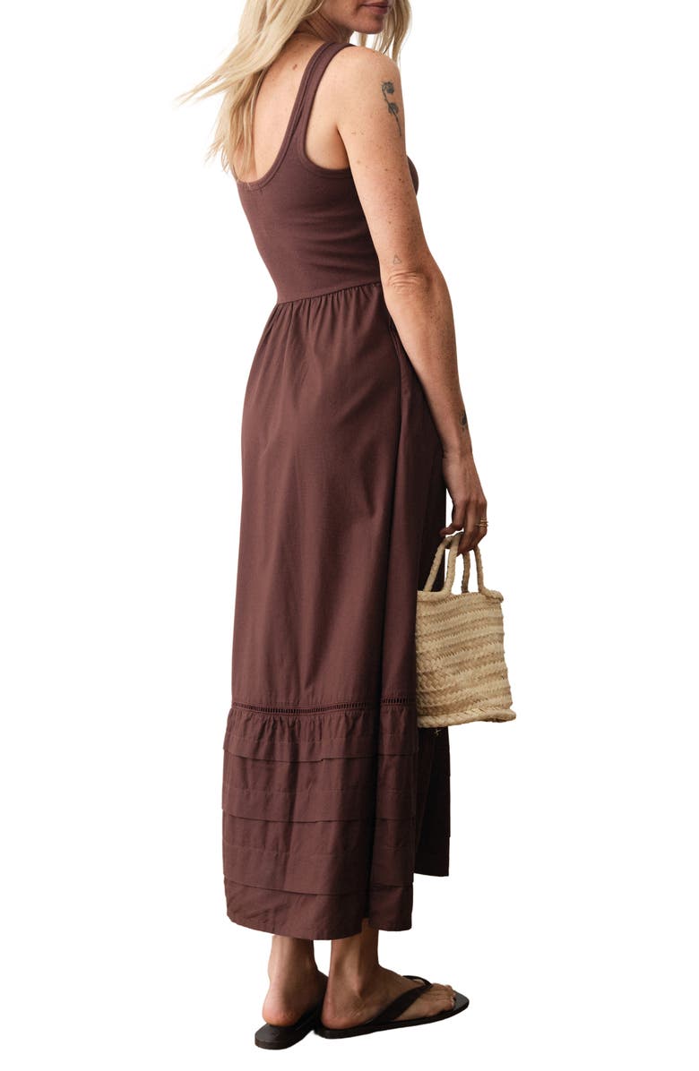 Marine Layer Lexi Rib & Poplin Sleeveless Midi Dress, Alternate, color, Chocolate