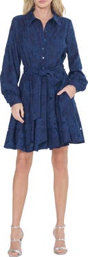 CIEBON Serane Eyelet Embroidery Long Sleeve Minidress