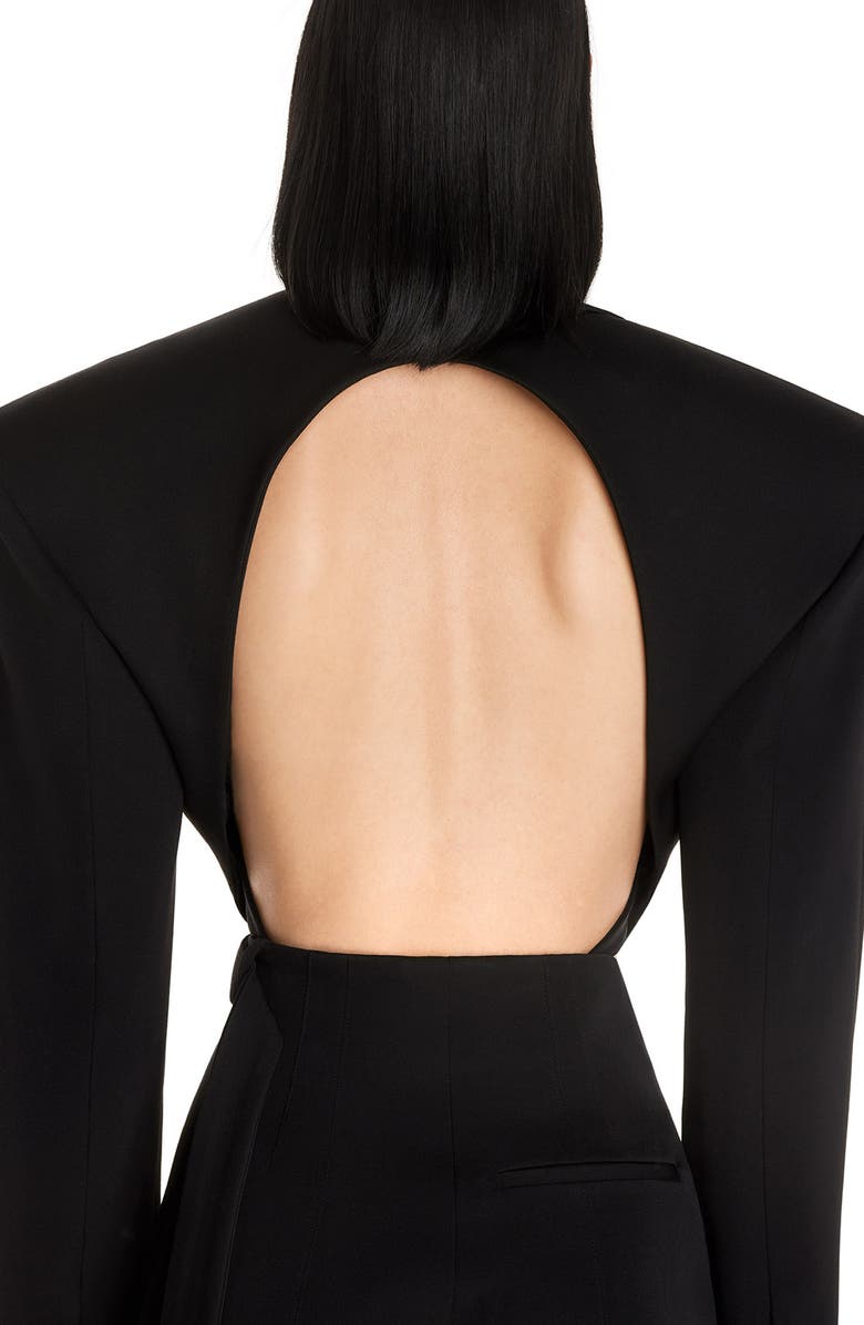 MUGLER Cutout Wool Gabardine Blazer Bodysuit, Alternate, color,