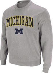 COLOSSEUM Men's Colosseum Heather Gray Michigan Wolverines Arch & Logo Crew Neck Sweatshirt