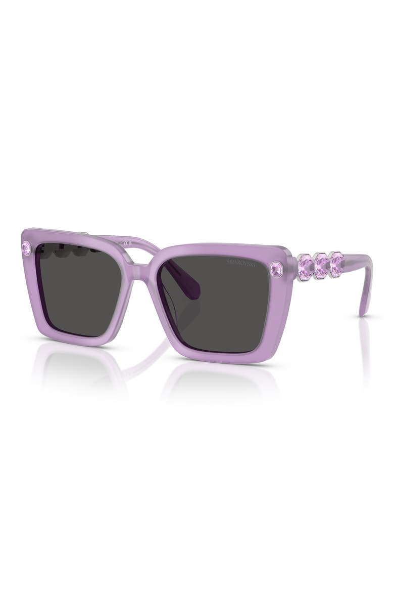 55mm Square Sunglasses, Alternate, color, MILKY LILAC/ DARK GREY