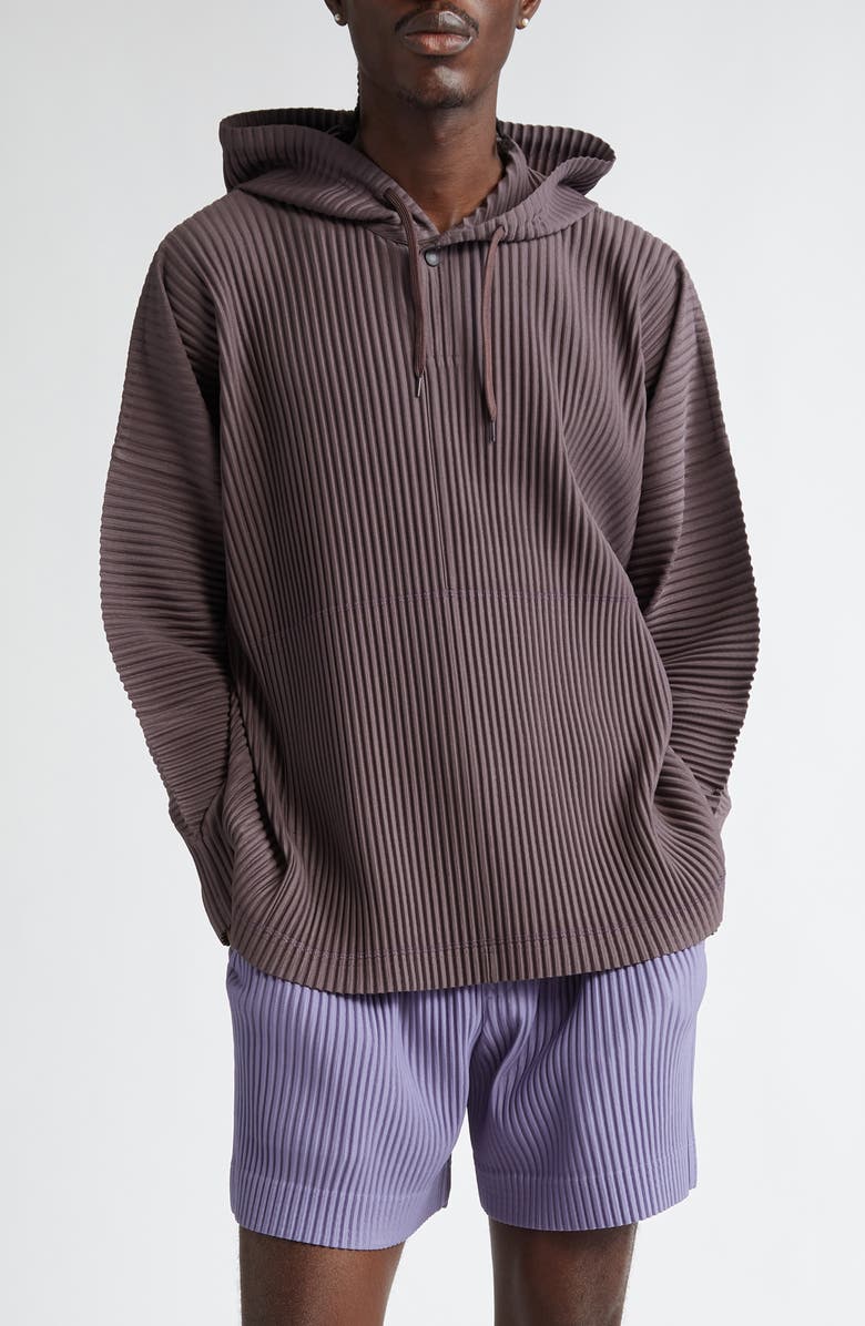 Homme Plissé Issey Miyake MC December Pleated Henley Hoodie, Main, color, 