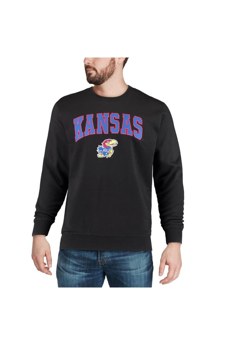 Men's Colosseum Black Kansas Jayhawks Arch & Logo Crew Neck Sweatshirt, Alternate, color, Black