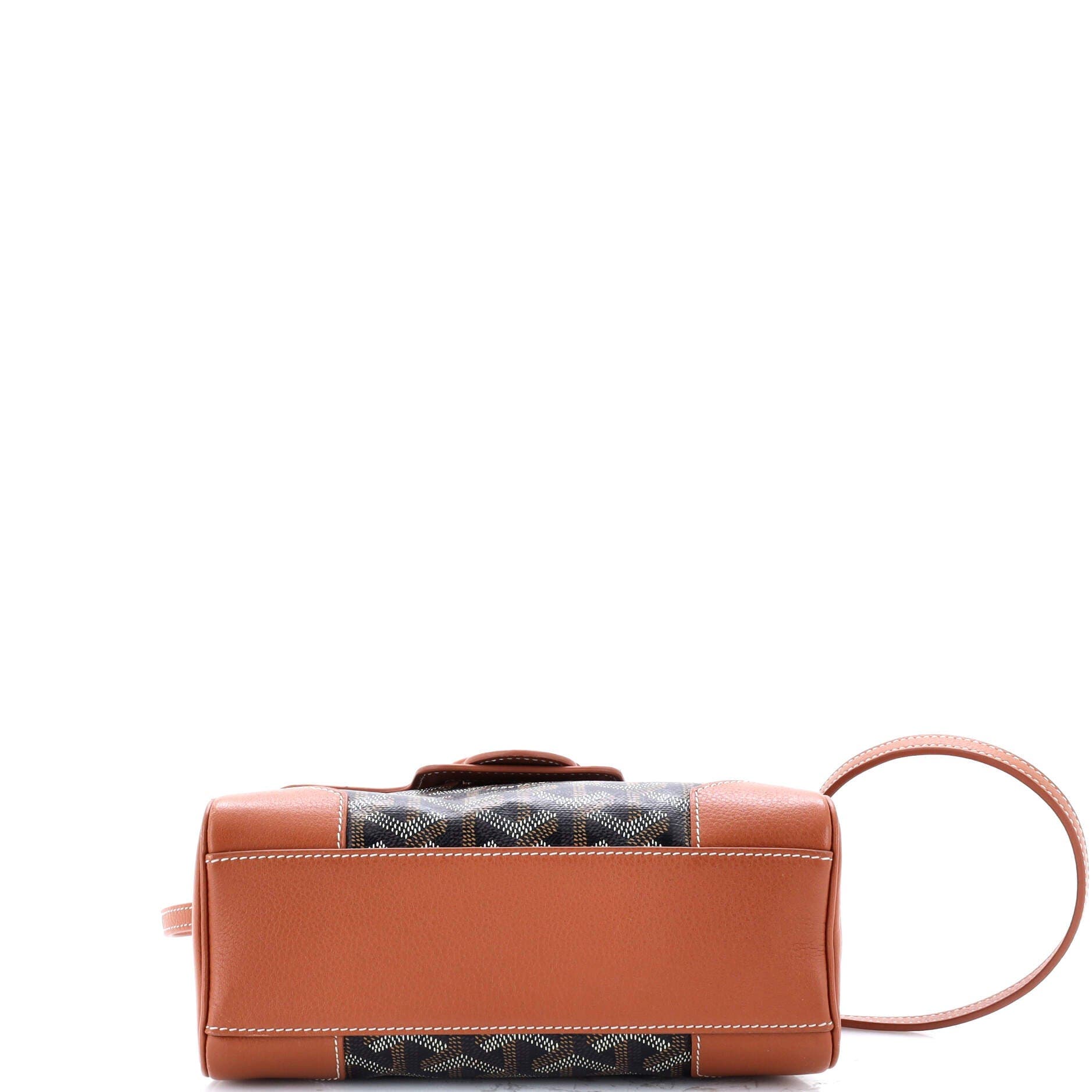 Pre-Owned Goyard Saigon Top Handle Bag Coated Canvas with Leather Mini, Alternate, color, Brown