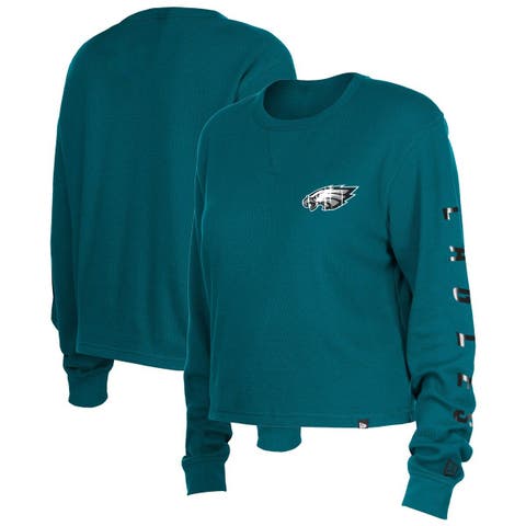 Women's New Era Midnight Green Philadelphia Eagles Thermal Crop Long Sleeve T-Shirt