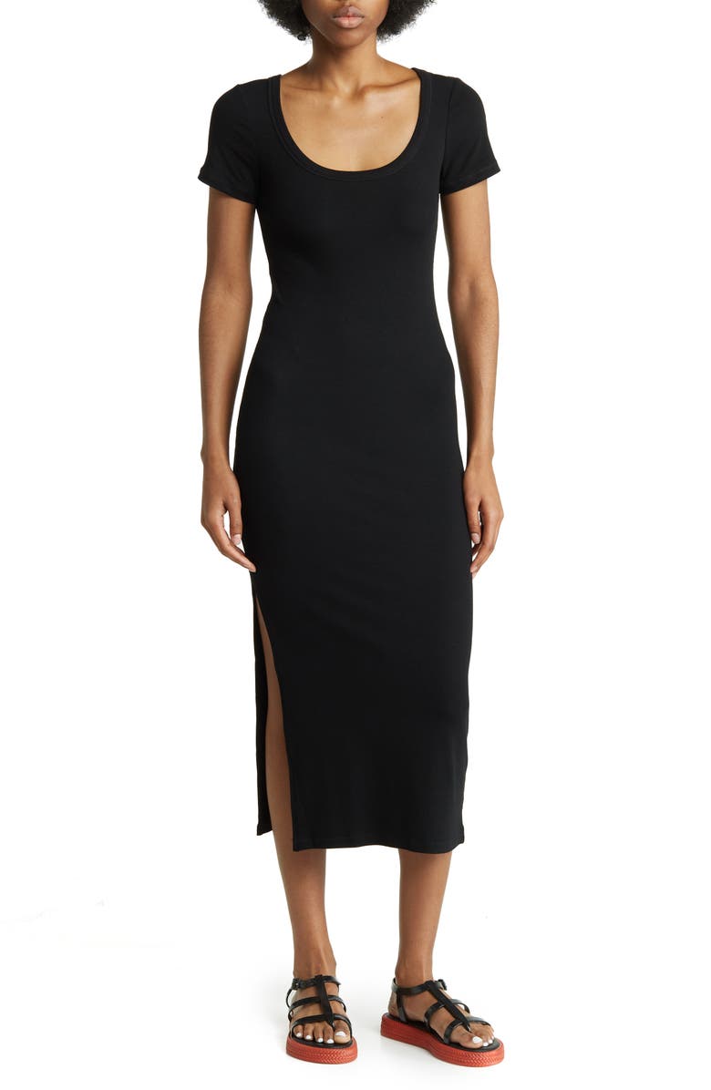 Melrose and Market Rib T-shirt Midi Dress, Main, color,