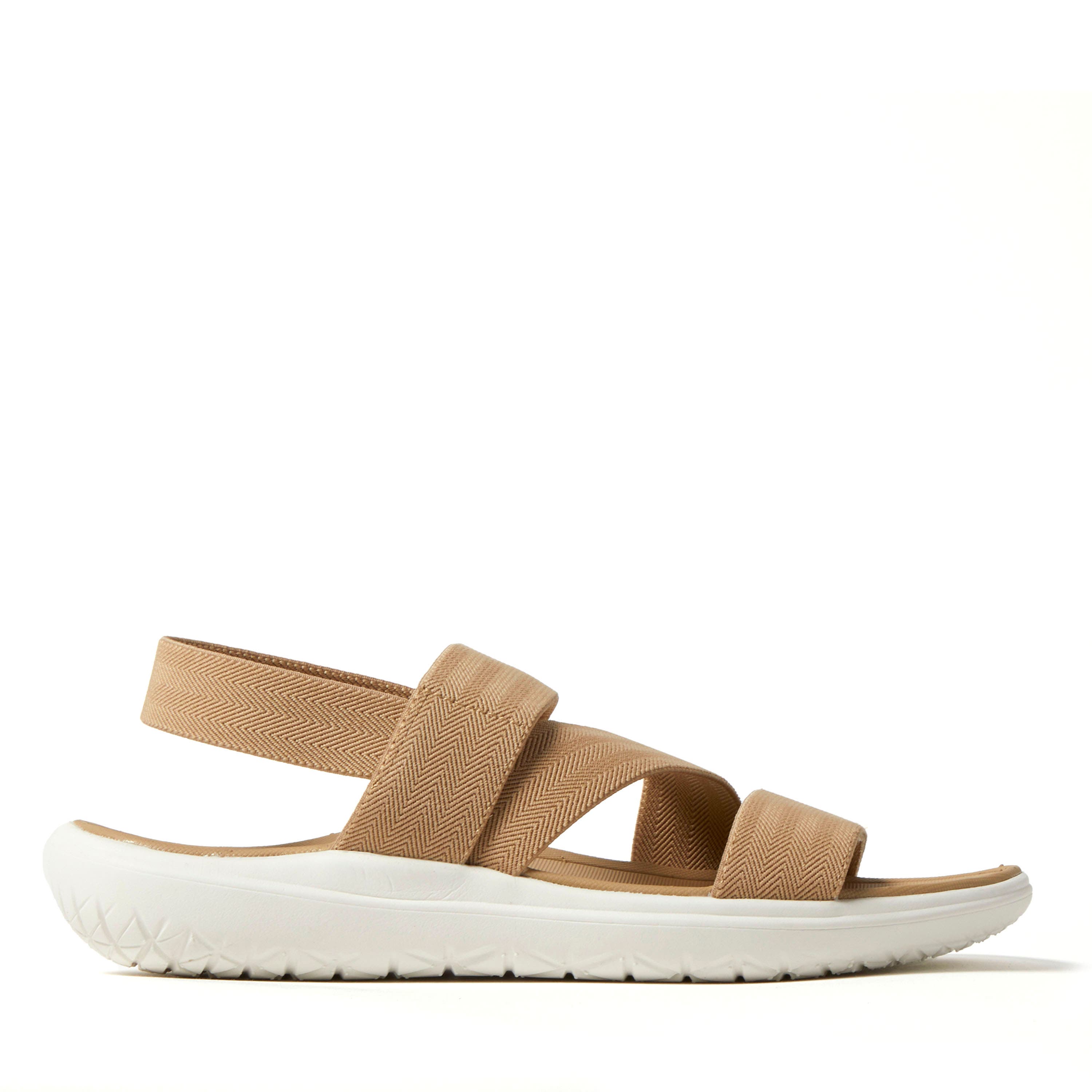 Emilia Elastic Gore Strappy Sandal, Alternate, color, KHAKI