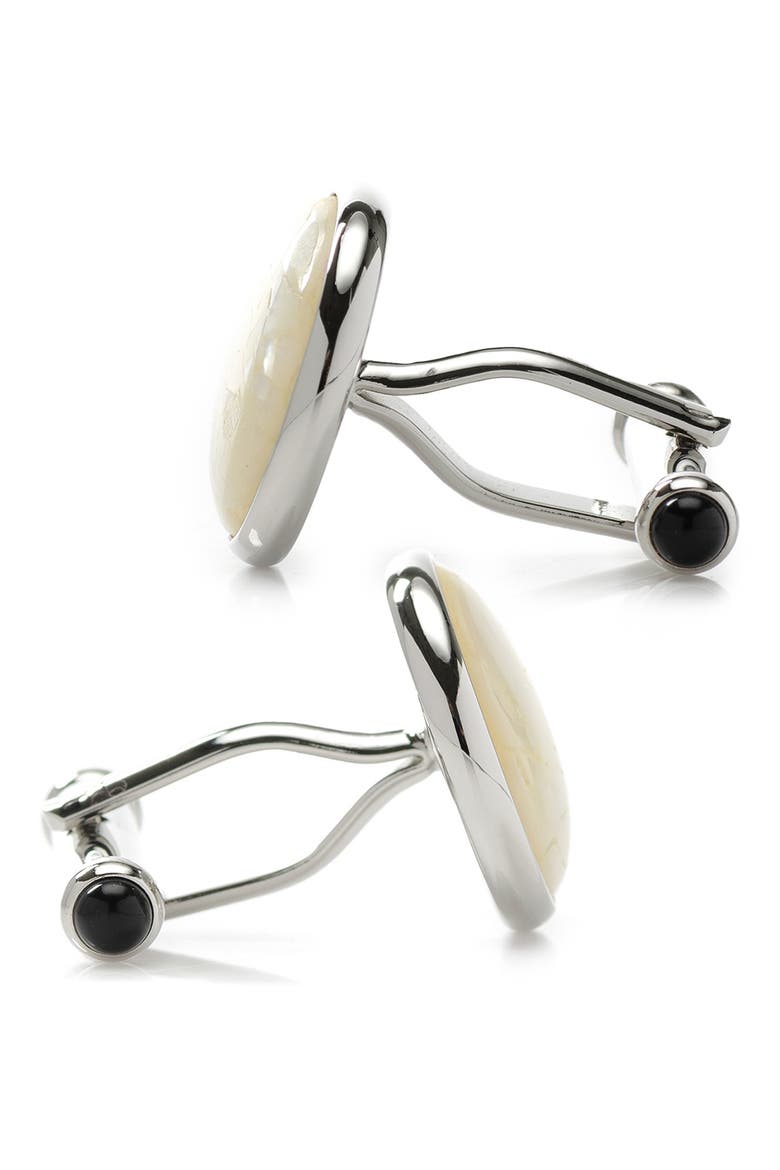 Mosaic Mother-of-Pearl Cuff Links, Alternate, color, WHITE