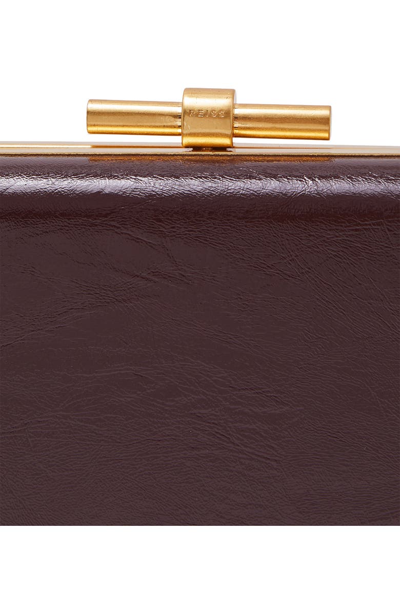 Reiss Junie Faux Leather Frame Clutch, Alternate, color, Burgundy