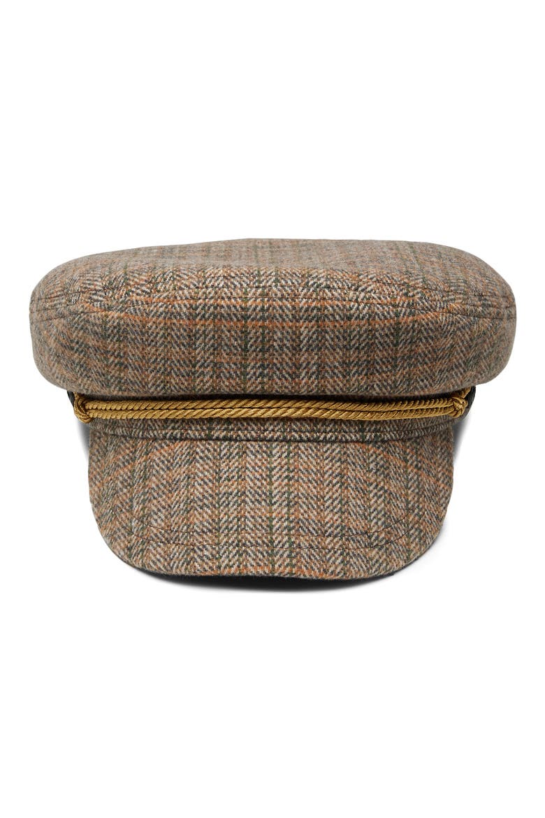 Crew Plaid Wool Fisherman Cap, Alternate, color, BROWN