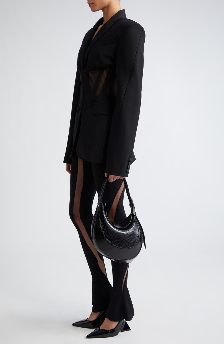 MUGLER Spiral Curve 02 Snakeskin Embossed Leather Shoulder Bag, Alternate, color,