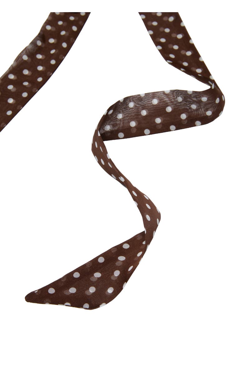 Le Petit Dot Silk Hair Ribbon Scarf, Alternate, color, Truffle Brown