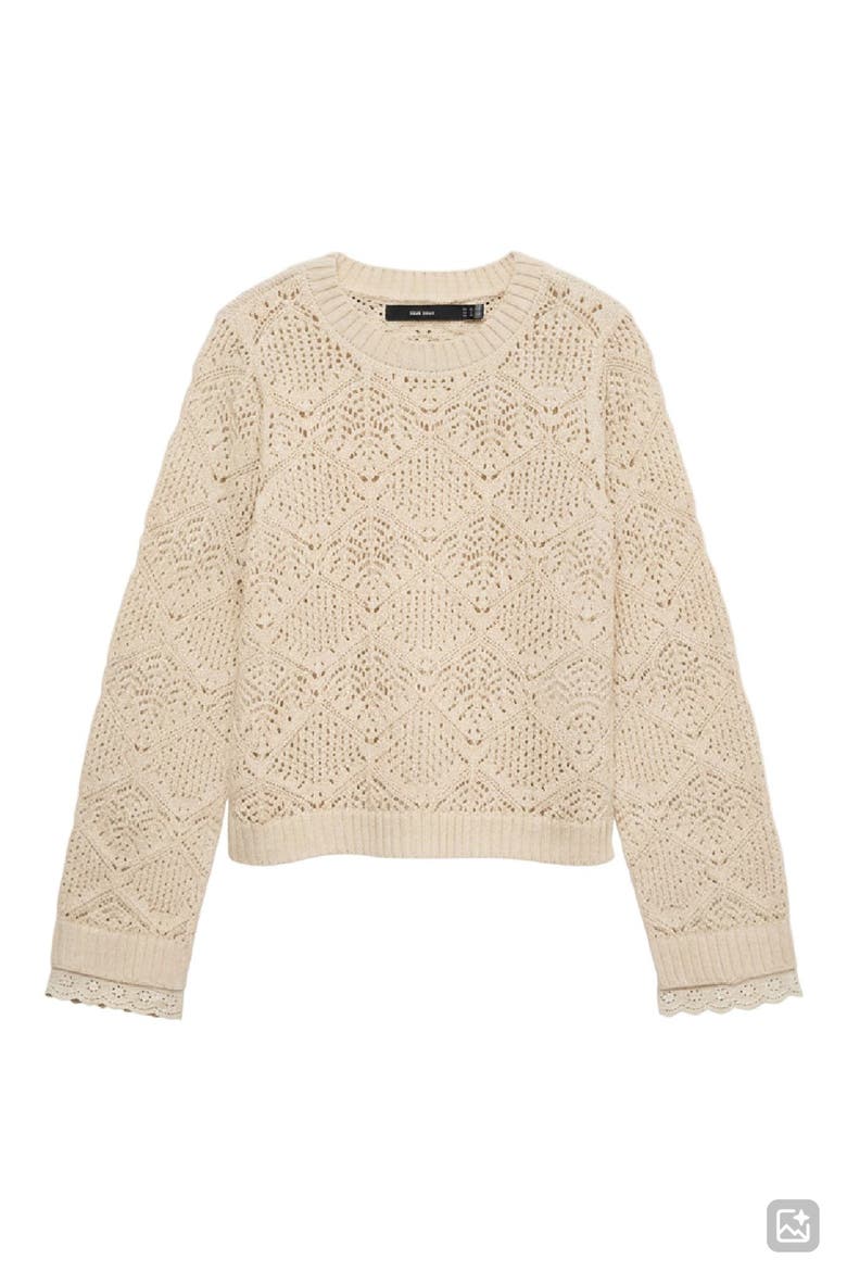 Susana Pointelle Cotton Blend Sweater, Alternate, color, BIRCH