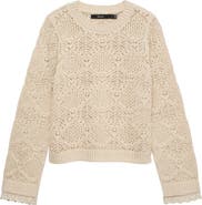 VERO MODA Susana Pointelle Cotton Blend Sweater