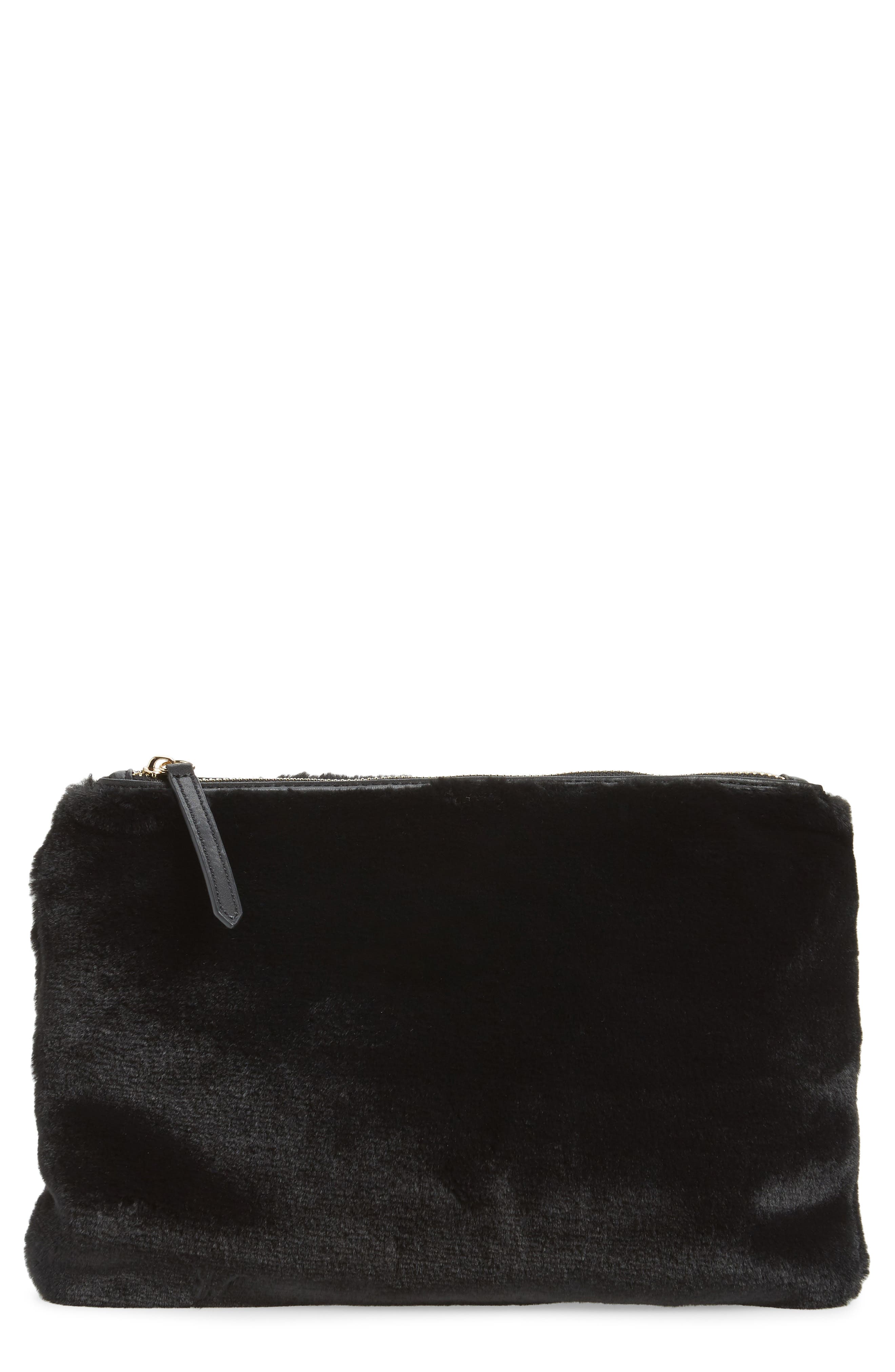 Jules Kae Jen Faux Fur Pouch, Main, color, 