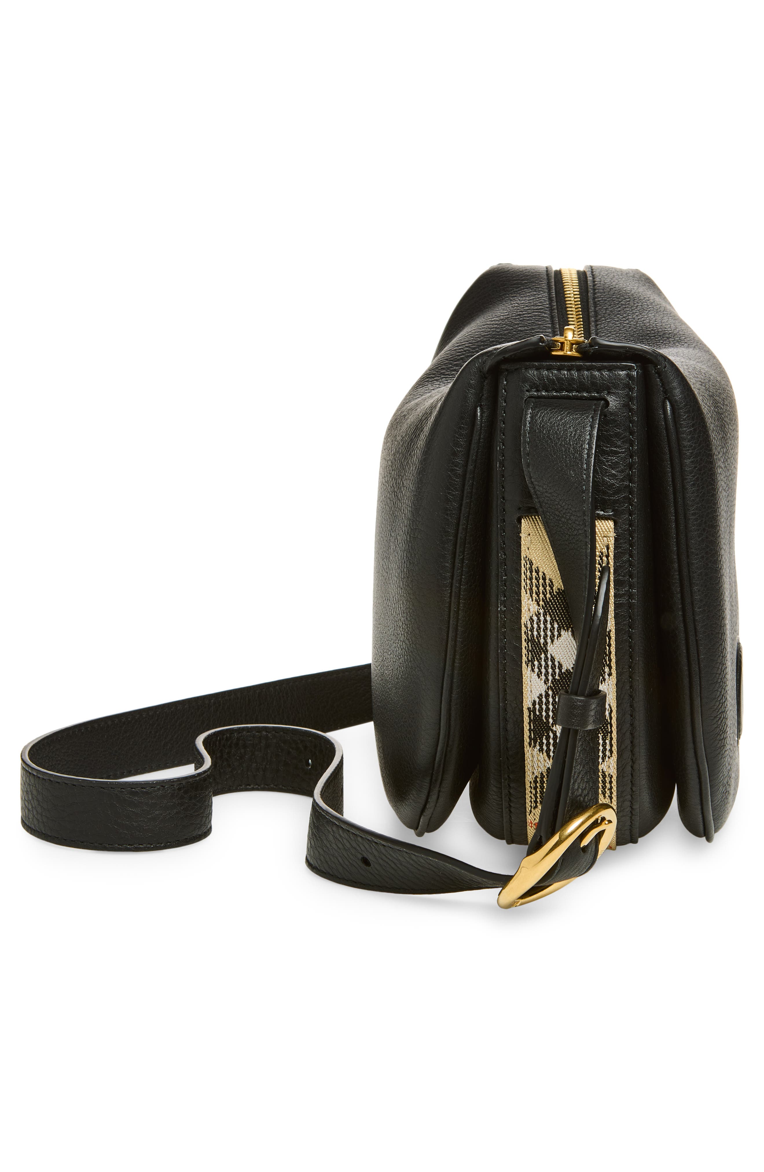 Burberry Large Tavistock Leather Crossbody Bag, Alternate, color, Black