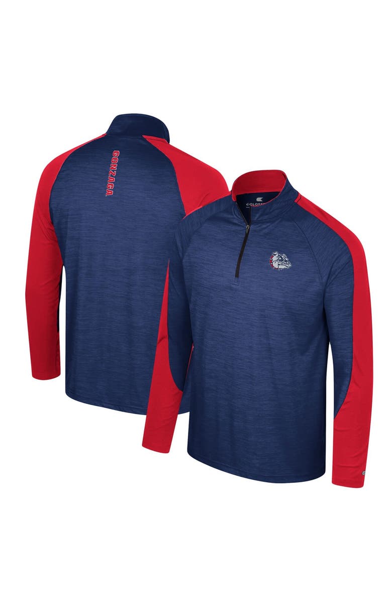 COLOSSEUM Men's Colosseum Navy Gonzaga Bulldogs Langmore Raglan Quarter-Zip Top, Main, color, 