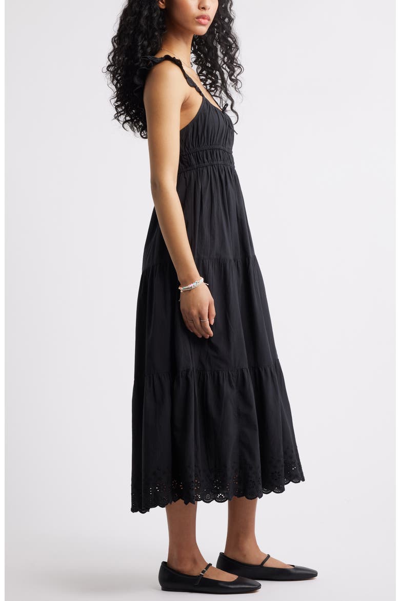 Smocked Cotton Sundress, Alternate, color, BLACK