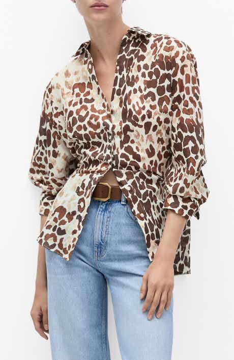 MANGO Floral Cotton Button-Up Shirt