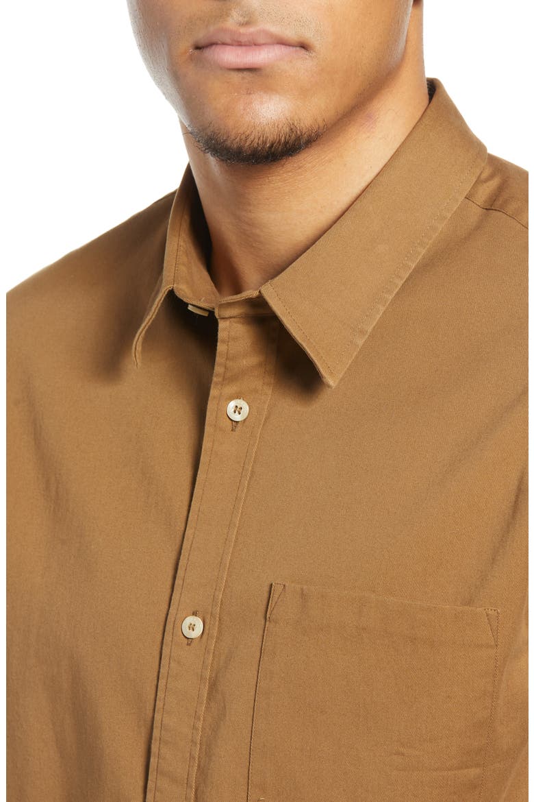 Regular Fit Stretch Twill Button-Up Shirt, Alternate, color, PECAN
