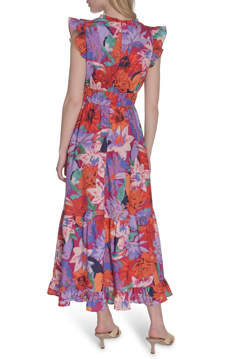 Vince Camuto Floral Print Ruffle Dress, Alternate, color, Purple Multi