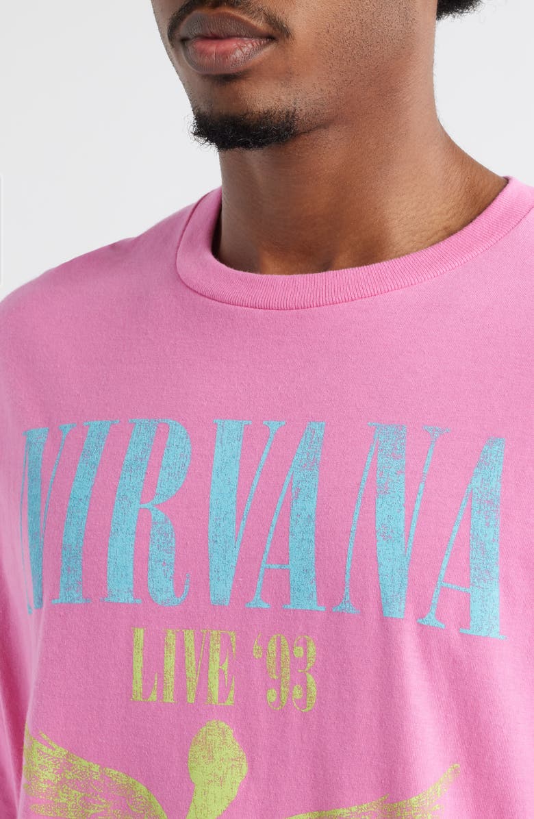 Merch Traffic Nirvana '93 Cotton Graphic T-Shirt, Alternate, color, Hot Pink Pigment Dye