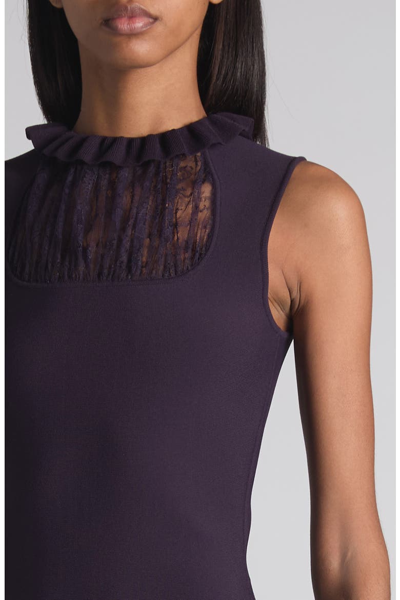 Lace Panel Flared Midi Dress, Alternate, color, VIOLET