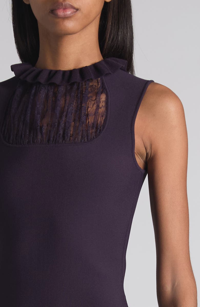 McQueen Lace Panel Flared Midi Dress, Alternate, color, Violet