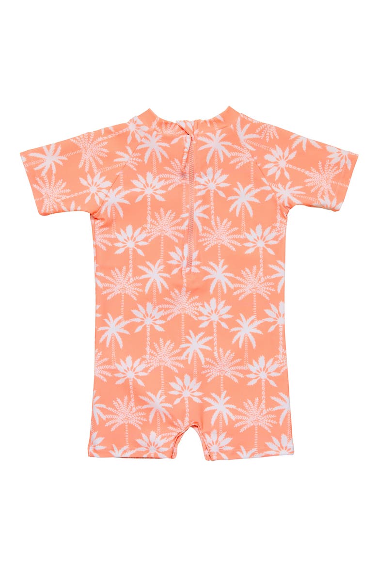 Cali Palms Short Sleeve One-Piece Rashguard Swimsuit, Alternate, color, ORANGE