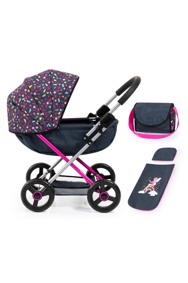 Pram Cosy Navy, Hot Pink, Fairy for Dolls Up to 18", Main, color, Multicolored