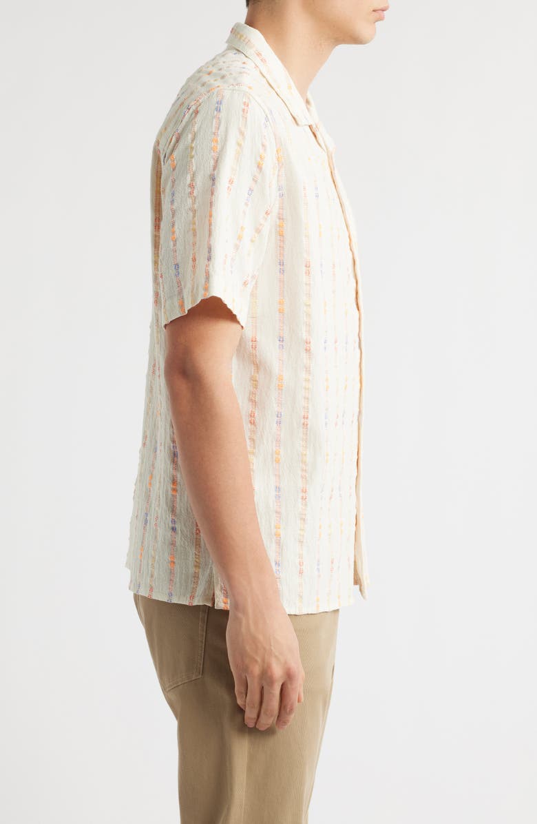 Wax London Didcot Stripe Camp Shirt, Alternate, color, Ecru / Orange