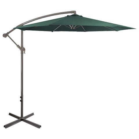 10ft Offset Outdoor Patio Umbrella With Hand Crank, Hunter Green