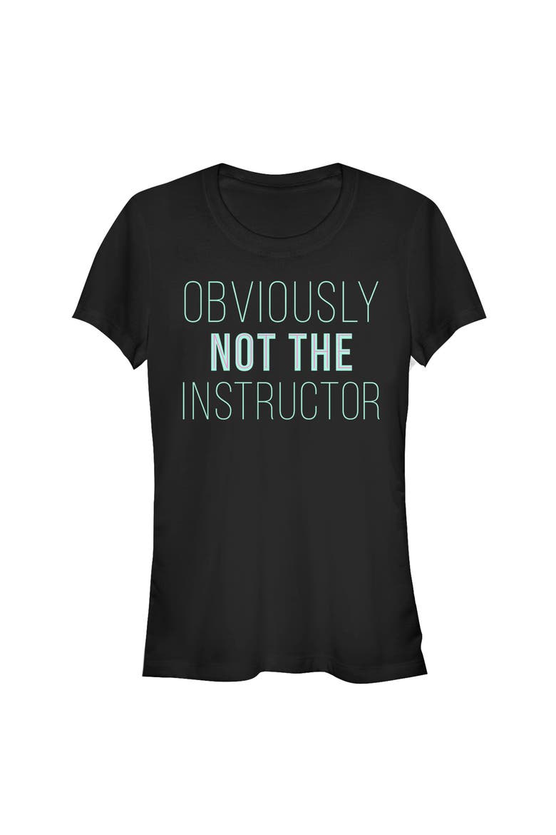 Junior's CHIN UP Not the Instructor  Graphic T-Shirt, Main, color, Black
