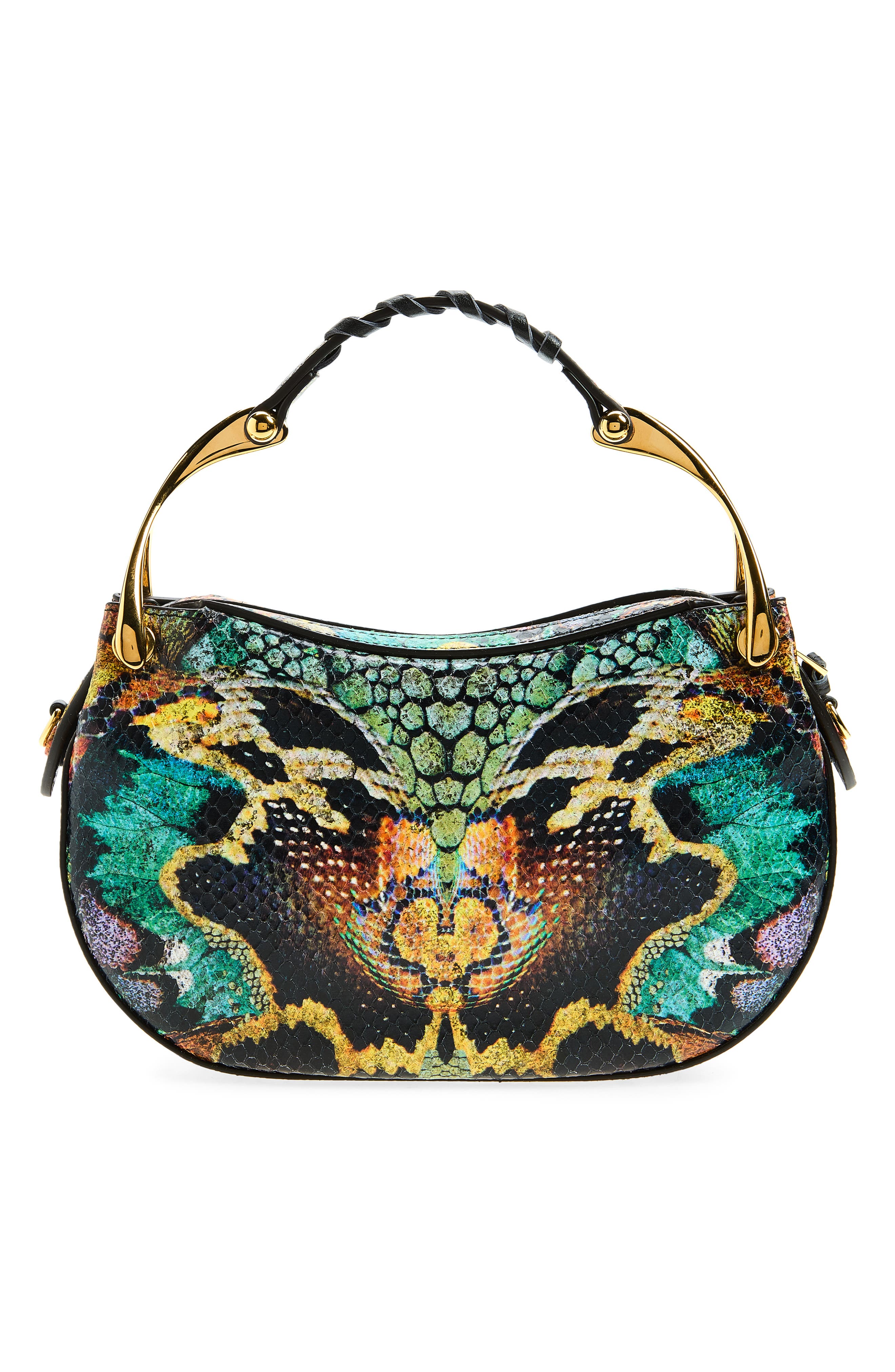McQueen Mini Wishbone Snakeskin Embossed Leather Top Handle Bag, Alternate, color, Mix Color