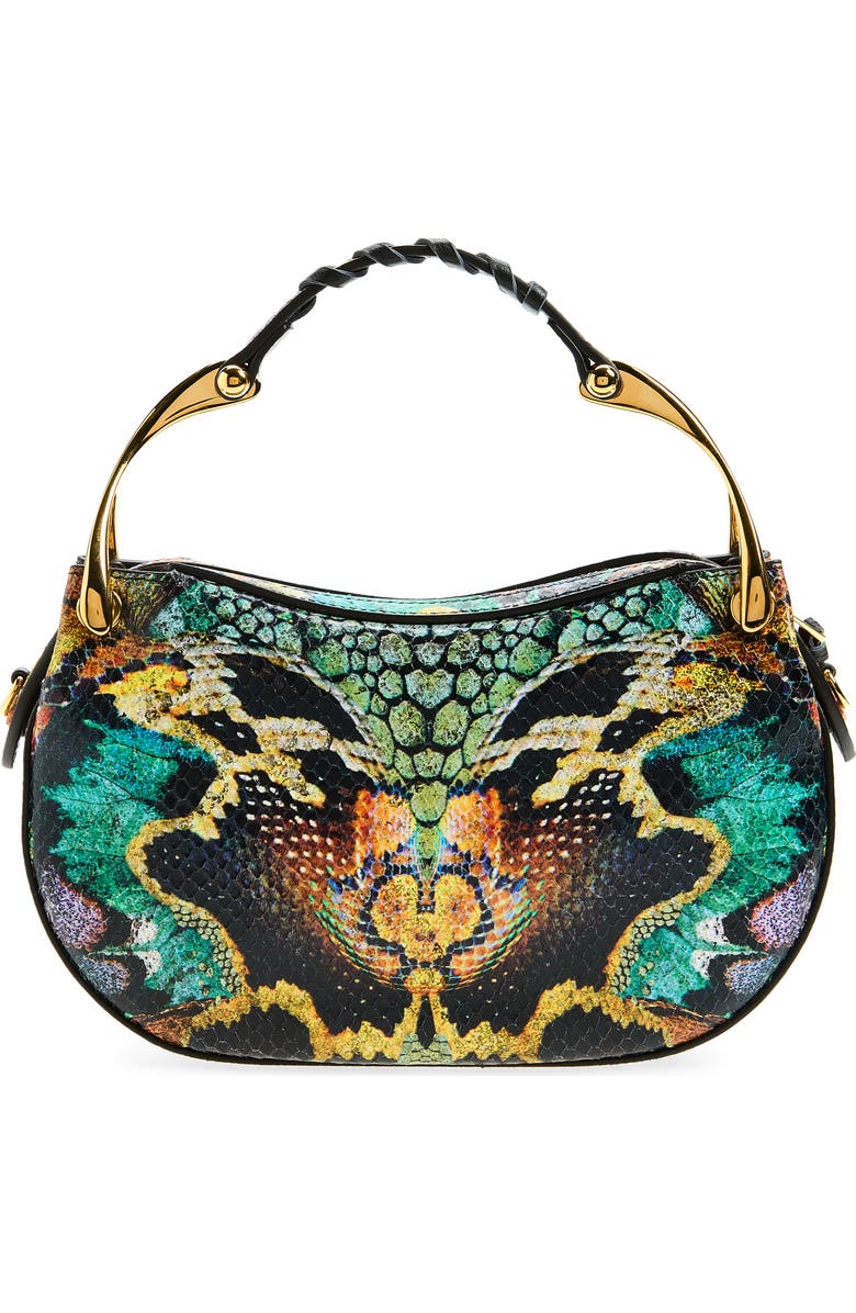 McQueen Mini Wishbone Snakeskin Embossed Leather Top Handle Bag, Alternate, color, Mix Color