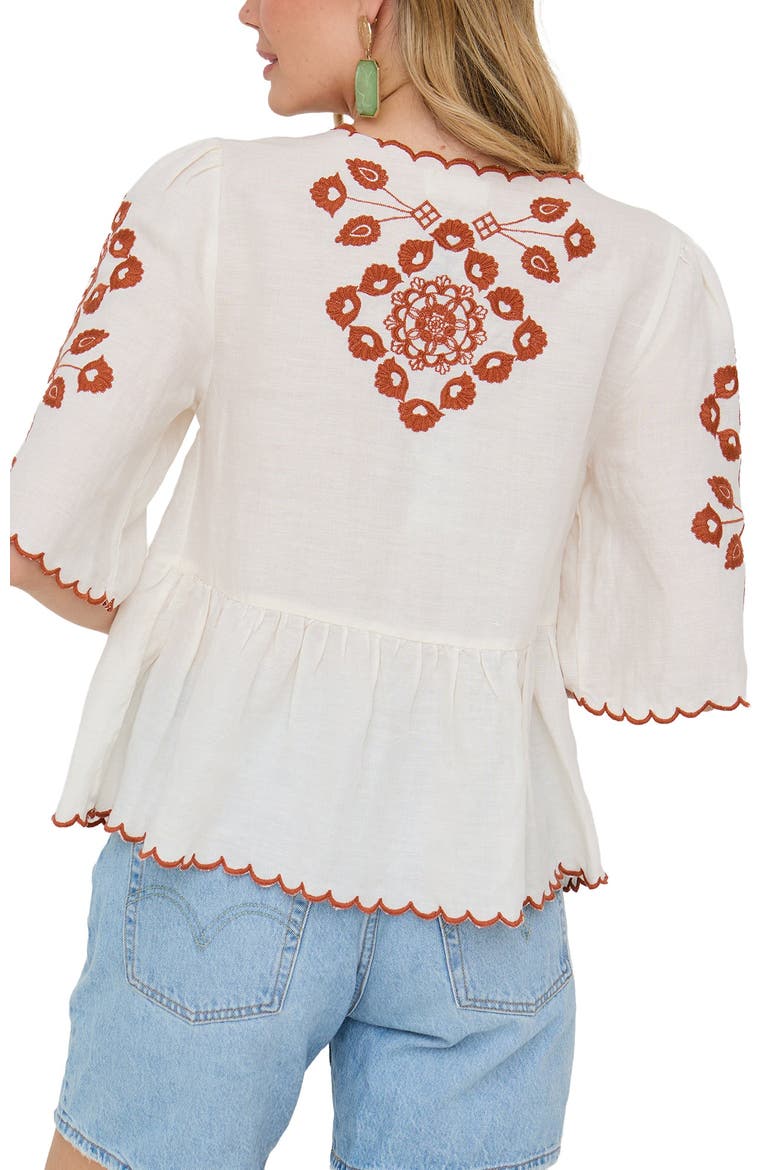 Aubrey V-Neck Embroidered Blouse, Alternate, color, Cream