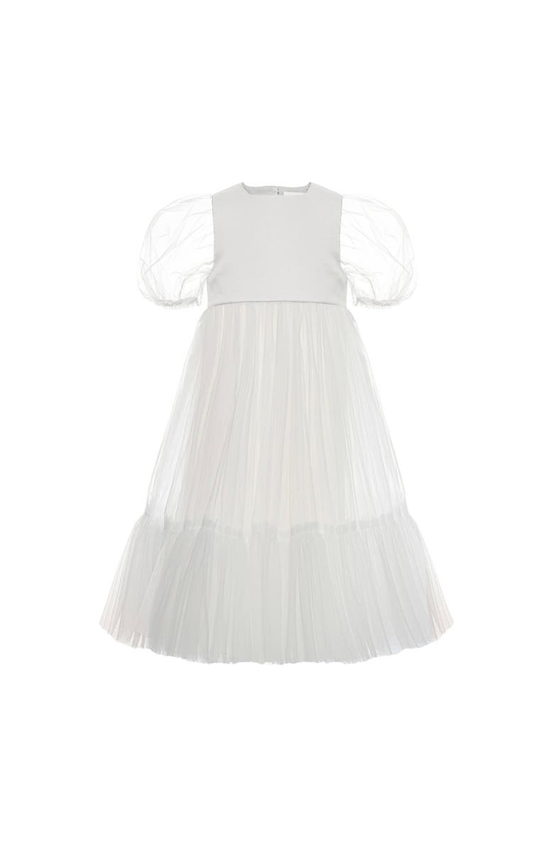 Mini Celebrities Flower Maxi Tulle Dress, Alternate, color, White Lily