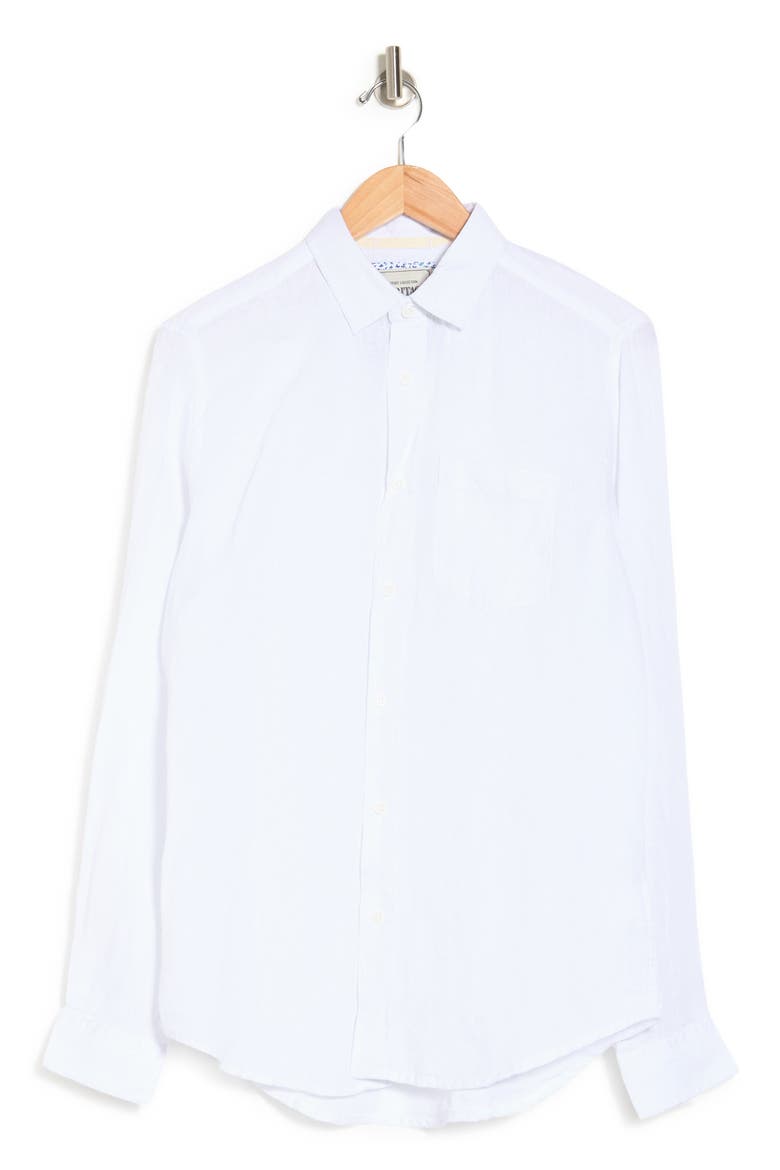 Woven Regular Fit Linen Shirt, Alternate, color, WHITE