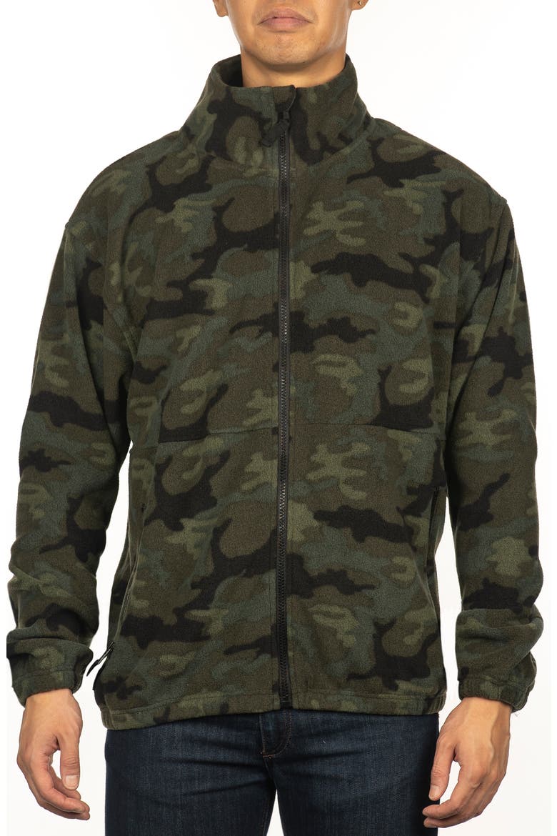 Polar Fleece Full Zip Jacket, Main, color, GREEN CAMO