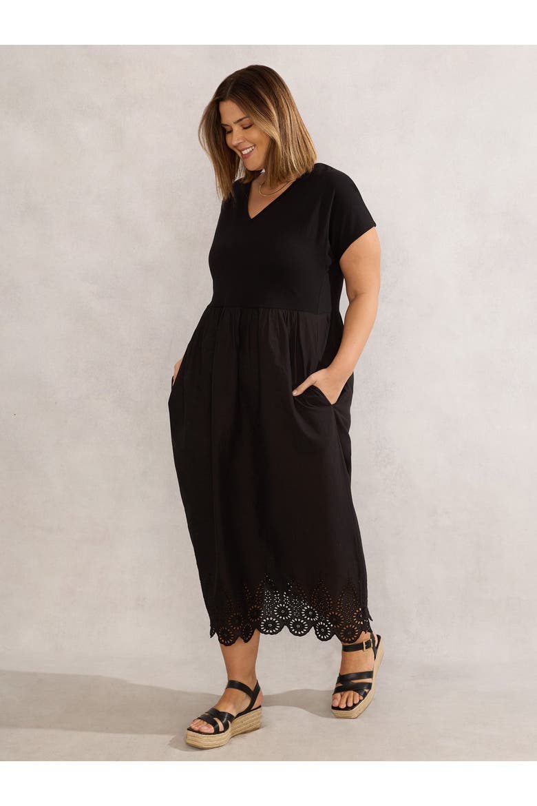 Jersey Woven Mix T-Shirt Dress, Alternate, color, Black