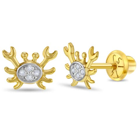 14k Curious Crab Earrings