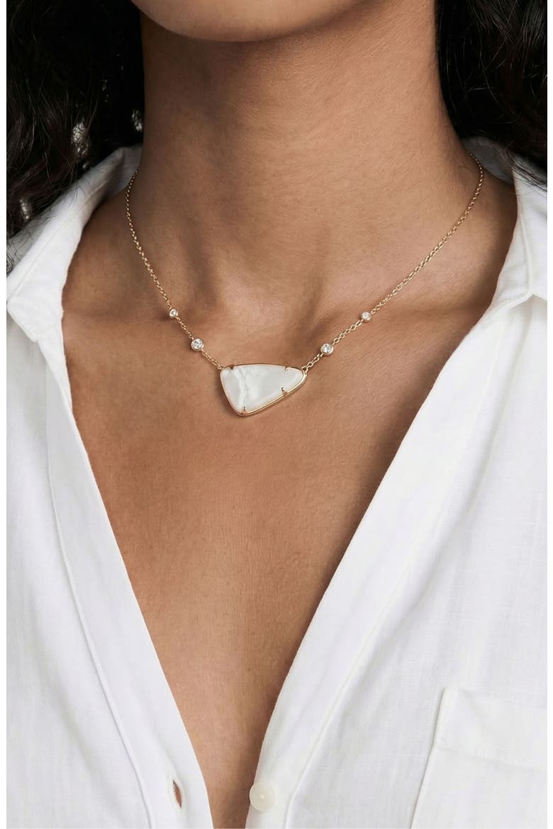 Geometric Reconstituted Stone Pendant Necklace, Alternate, color, BONE