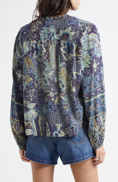 Ulla Johnson Harlowe Floral Long Sleeve Cotton Blend Top In Portofino