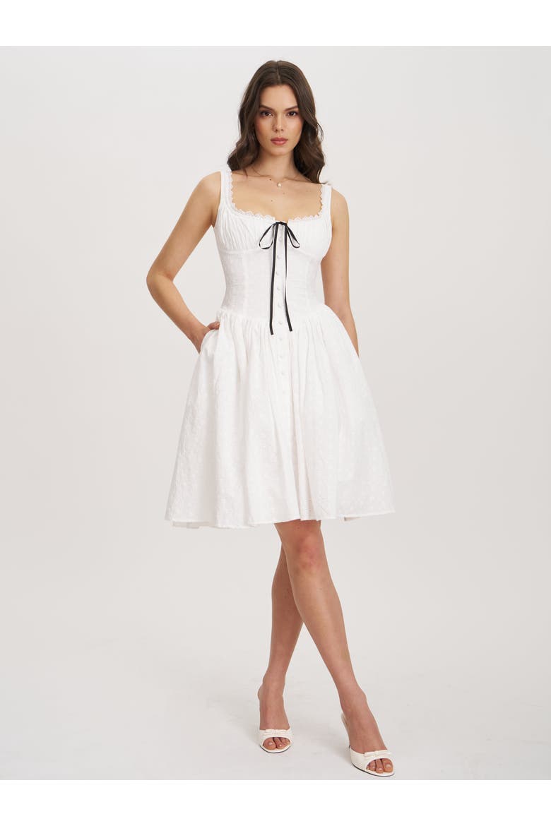 Madison Cotton Eyelet Square Neck Midi Dress, Alternate, color, White