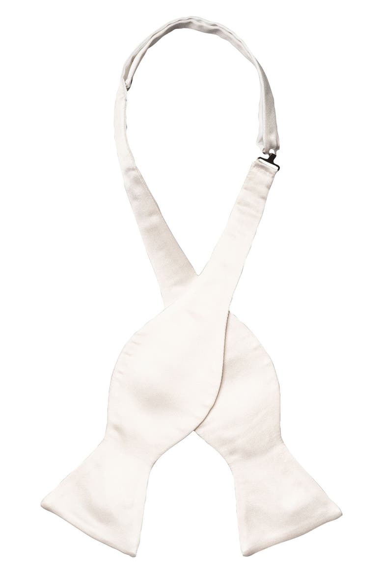 Silk Satin Self Tie Bow Tie, Alternate, color, NATURAL