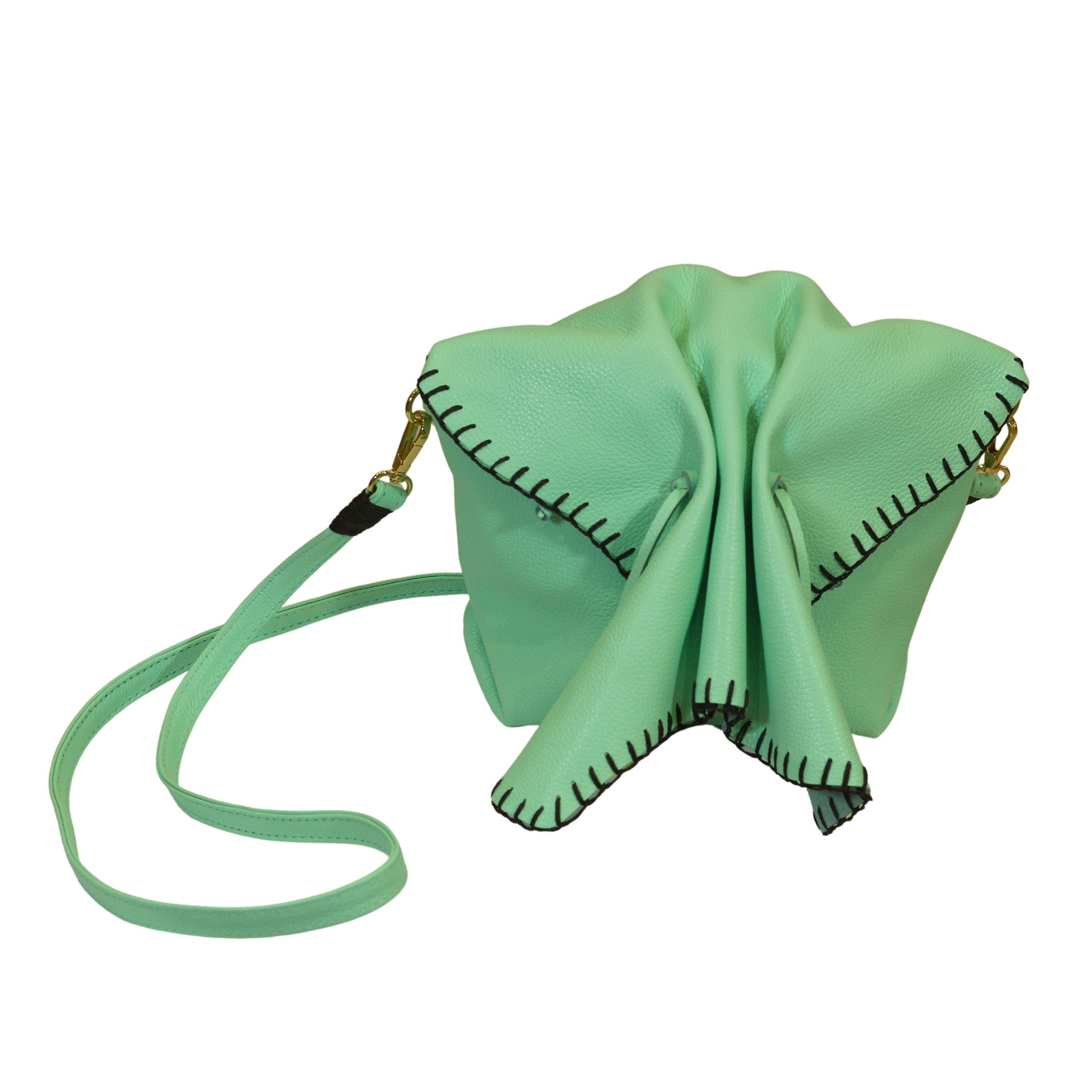 Carlos Falchi Butterfly Leather Bag, Main, color, Lime