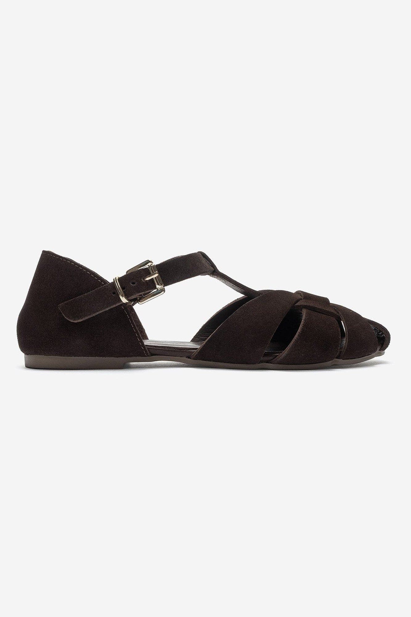 Falina Leather Sandal, Alternate, color, Brown Suede