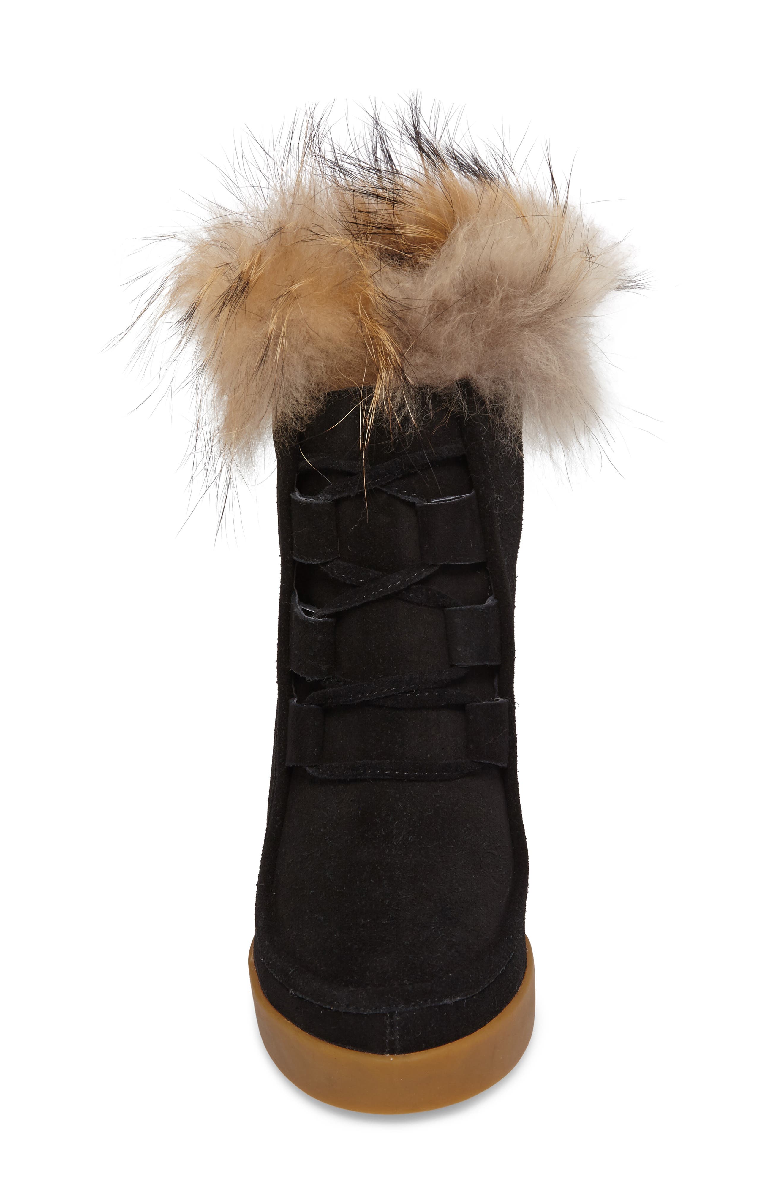 Cecelia New York Holly Wedge Bootie with Genuine Fox Fur Trim, Alternate, color, 